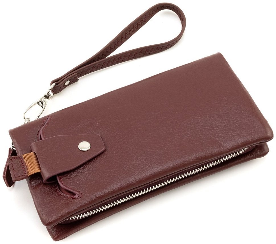 Кожаный женский кошелек с отделением для телефона ST Leather 90852 бордового цвета modnotak фото №8