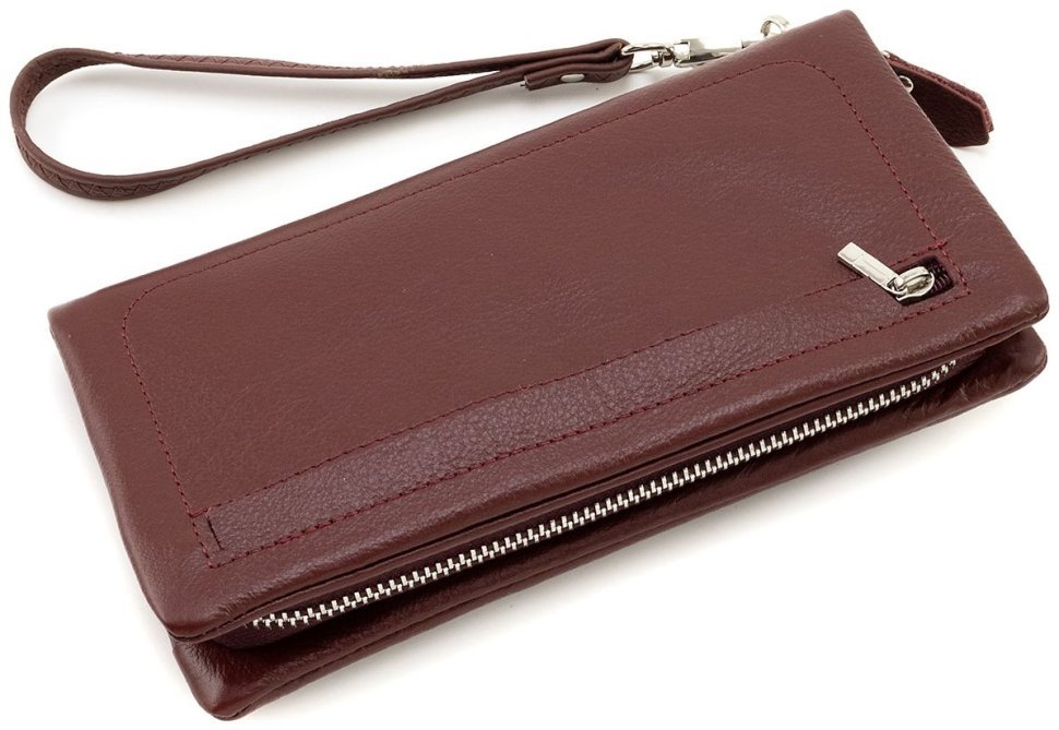 Кожаный женский кошелек с отделением для телефона ST Leather 90852 бордового цвета modnotak фото №3