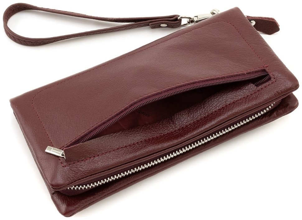 Кожаный женский кошелек с отделением для телефона ST Leather 90852 бордового цвета modnotak фото №4