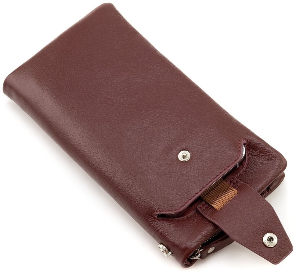 Кожаный женский кошелек с отделением для телефона ST Leather 90852 бордового цвета modnotak фото №10