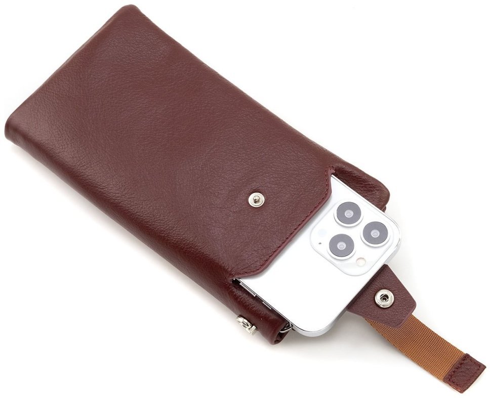 Кожаный женский кошелек с отделением для телефона ST Leather 90852 бордового цвета modnotak фото №11