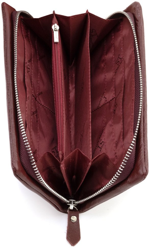 Кожаный женский кошелек с отделением для телефона ST Leather 90852 бордового цвета modnotak фото №5