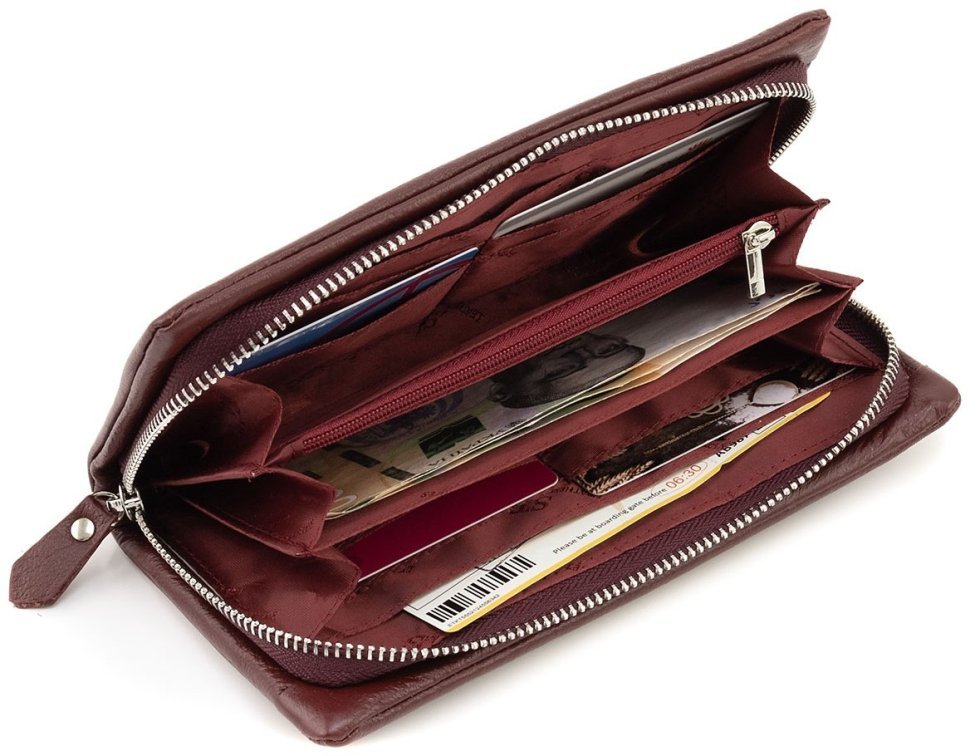 Кожаный женский кошелек с отделением для телефона ST Leather 90852 бордового цвета modnotak фото №7