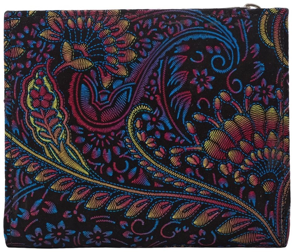 Компактный женский кошелек из натуральной кожи с узором синие цветы Desisan 81652 modnotak фото №2