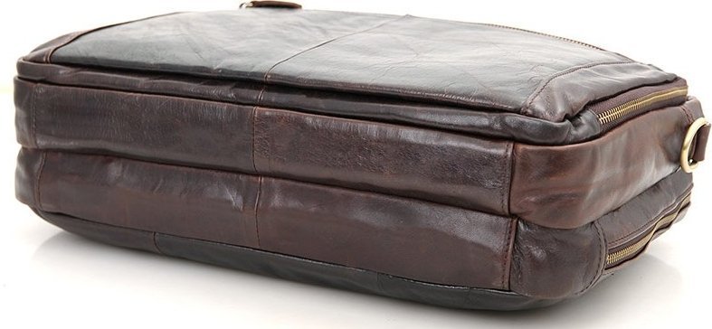 Коричневая сумка под ноутбук из натуральной кожи с молниевой застежкой VINTAGE STYLE (14393)