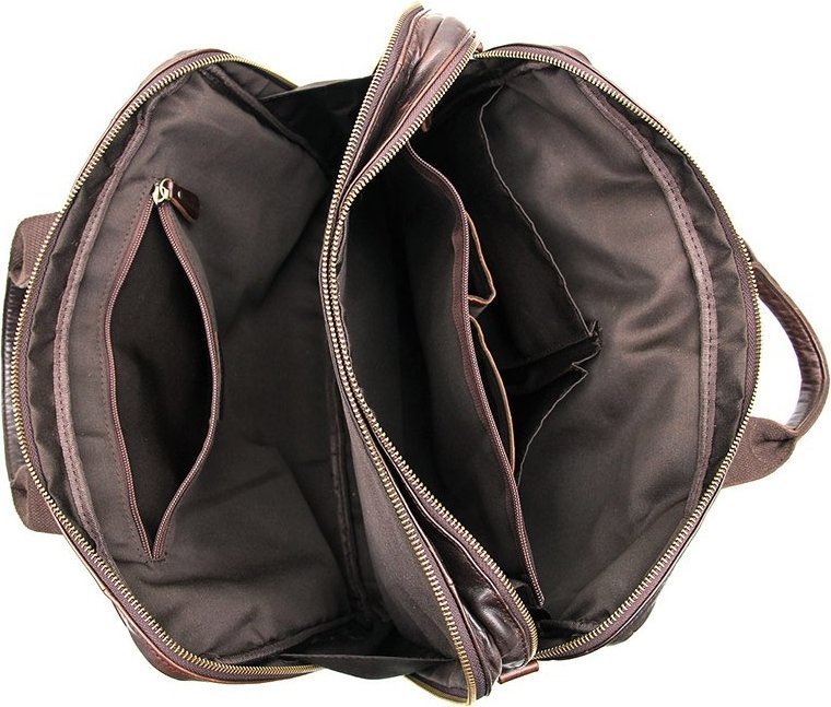 Коричневая сумка под ноутбук из натуральной кожи с молниевой застежкой VINTAGE STYLE (14393)