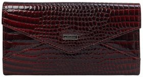 Лакований жіночий гаманець із натуральної шкіри під крокодила у бордовому кольорі Desisan 81852
