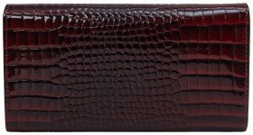 Лакований жіночий гаманець із натуральної шкіри під крокодила у бордовому кольорі Desisan 81852