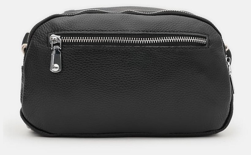 Вместительная женская сумка из фактурной кожи черного цвета Borsa Leather 91952 modnotak фото №3