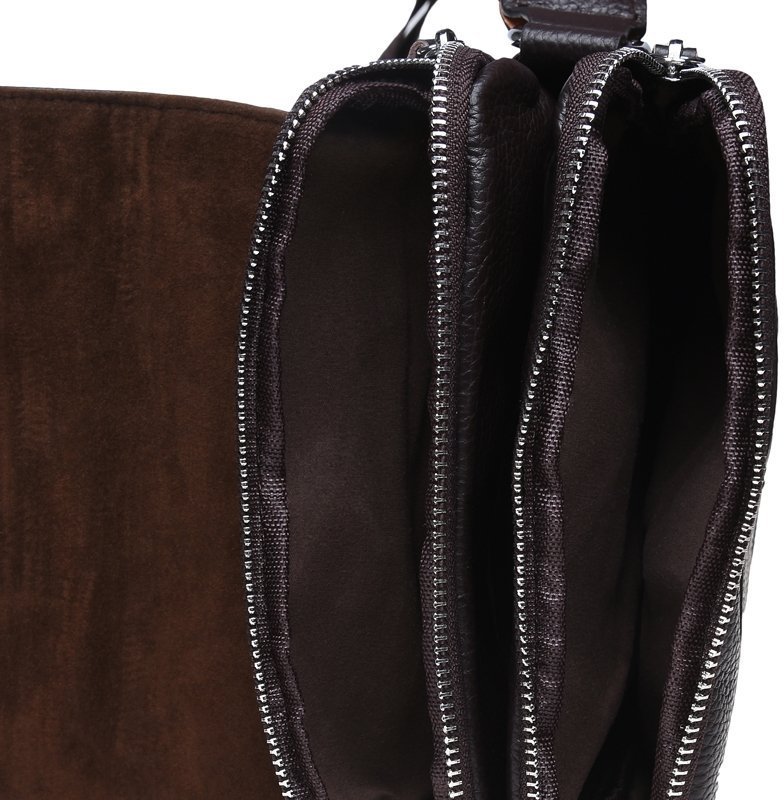 Мужская коричневая сумка-планшет из натуральной кожи на три отдела Keizer (15667)