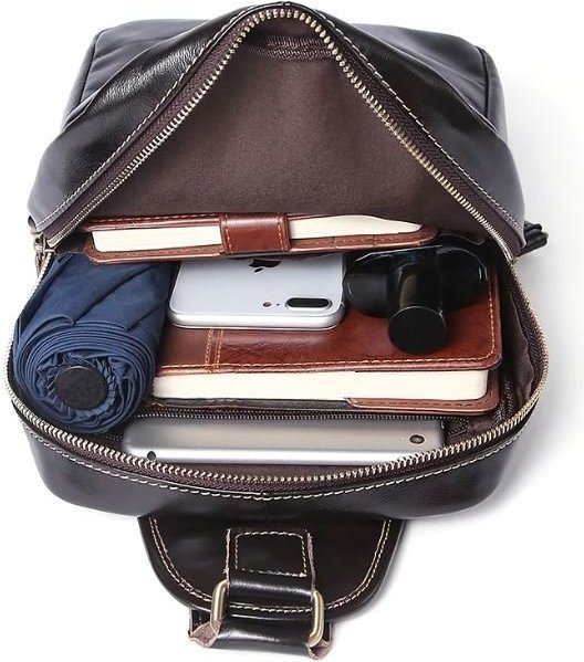 Компактна чоловіча сумка - рюкзак коричневого кольору VINTAGE STYLE (14785)