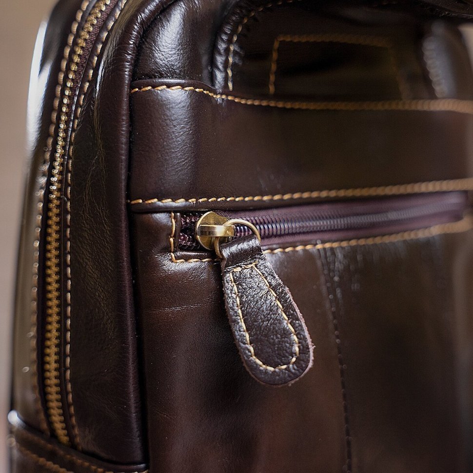 Компактная мужская сумка - рюкзак коричневого цвета VINTAGE STYLE (14785)