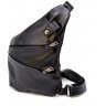 Черная мужская удобная сумка-слинг из гладкой кожи TARWA (19641) - 1