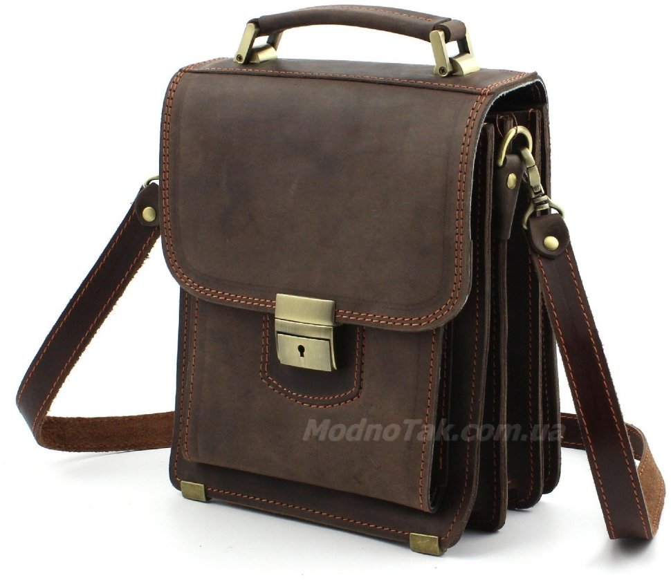 Эксклюзивная мужская сумка из натуральной итальянской кожи Crazy Horse – Старинная Италия (10165) modnotak фото №1