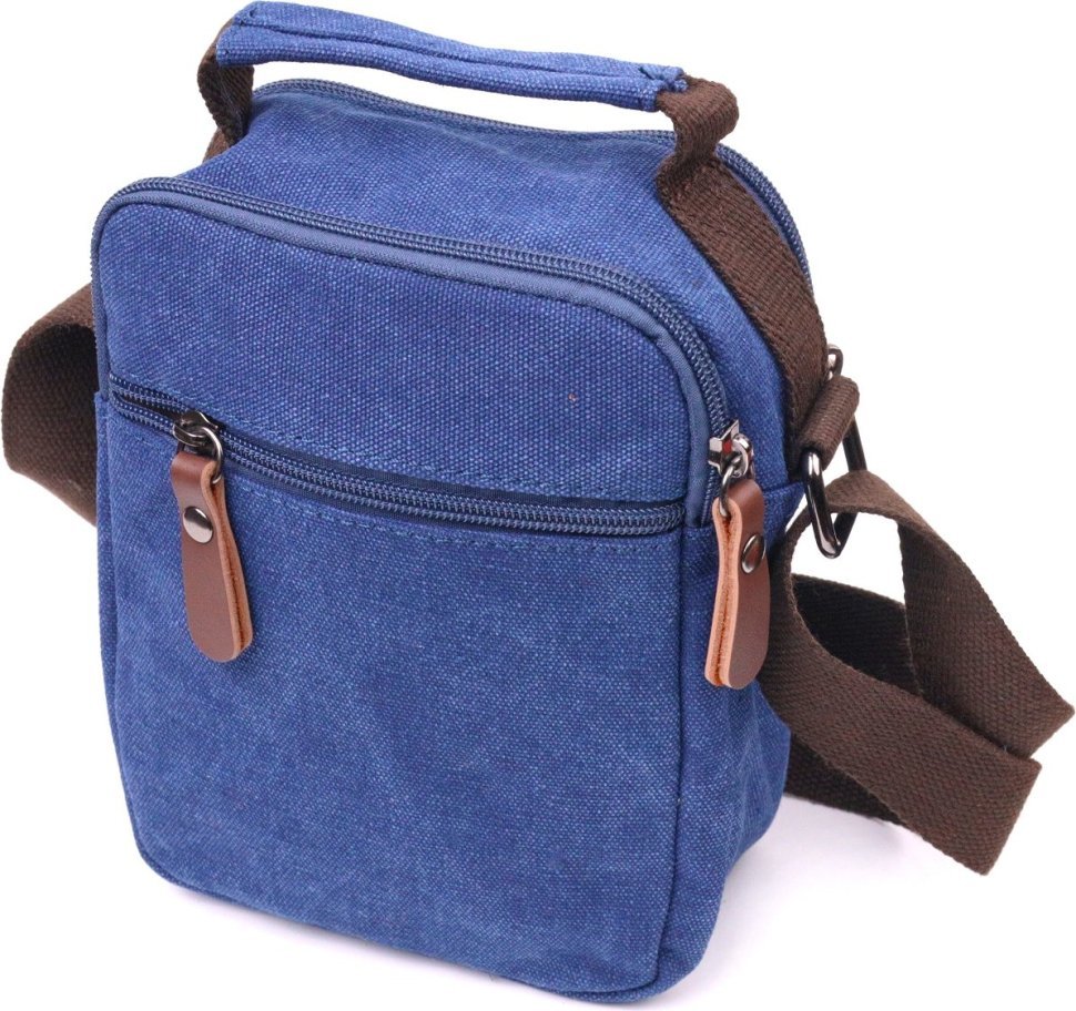 Практичная мужская сумка-барсетка из плотного текстиля синего цвета Vintage (2421246)