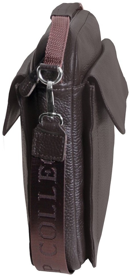 Чоловіча барсетка із фактурної шкіри коричневого кольору на магніті Vip Collection 102652 modnotak фото №4