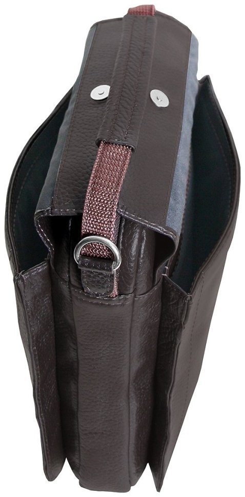 Чоловіча барсетка із фактурної шкіри коричневого кольору на магніті Vip Collection 102652 modnotak фото №5