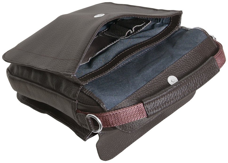 Чоловіча барсетка із фактурної шкіри коричневого кольору на магніті Vip Collection 102652 modnotak фото №6