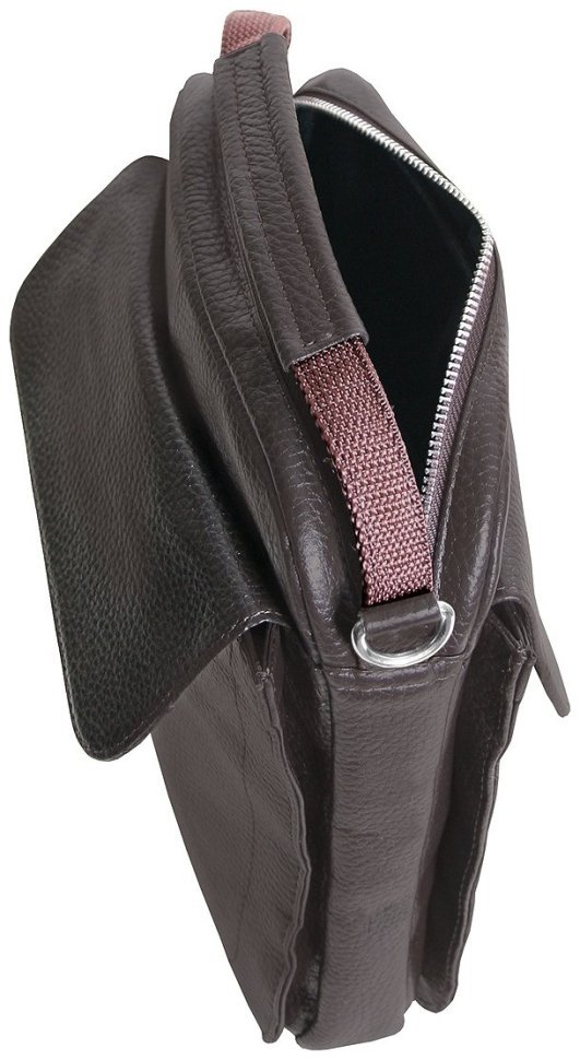 Чоловіча барсетка із фактурної шкіри коричневого кольору на магніті Vip Collection 102652 modnotak фото №7