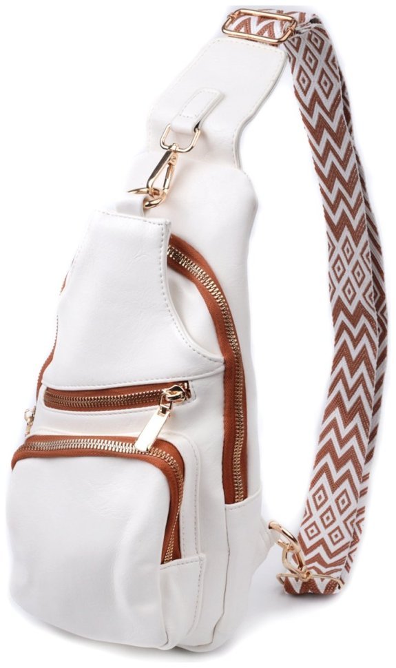 Жіноча слінг-сумка зі шкірозамінника через плече Vintage 22752 Білий фото №1 Жіноча слінг-сумка зі шкірозамінника через плече Vintage 22752 Білий modnotak фото №1