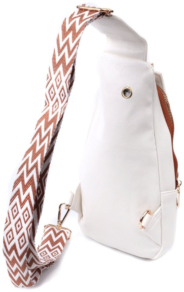 Жіноча слінг-сумка зі шкірозамінника через плече Vintage 22752 Білий фото №2 Жіноча слінг-сумка зі шкірозамінника через плече Vintage 22752 Білий modnotak фото №2