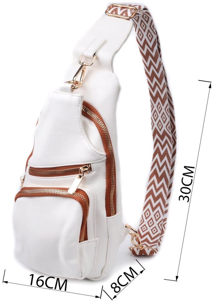 Жіноча слінг-сумка зі шкірозамінника через плече Vintage 22752 Білий фото №3 Жіноча слінг-сумка зі шкірозамінника через плече Vintage 22752 Білий modnotak фото №3