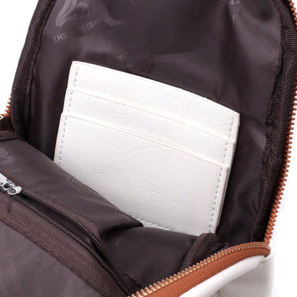 Жіноча слінг-сумка зі шкірозамінника через плече Vintage 22752 Білий фото №6 Жіноча слінг-сумка зі шкірозамінника через плече Vintage 22752 Білий modnotak фото №6