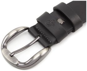 Кожаный ремень черного цвета с округлой пряжкой Grande Pelle (43256)