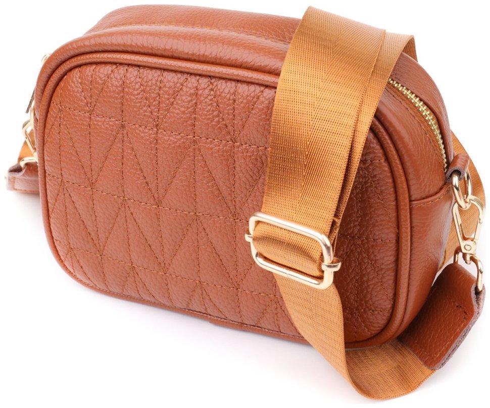 Женская стеганая сумка из натуральной кожи Vintage 103152 рыжая modnotak фото №1