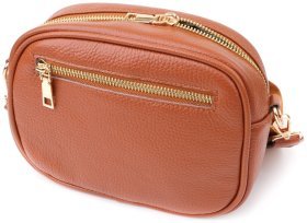 Женская стеганая сумка из натуральной кожи Vintage 103152 рыжая