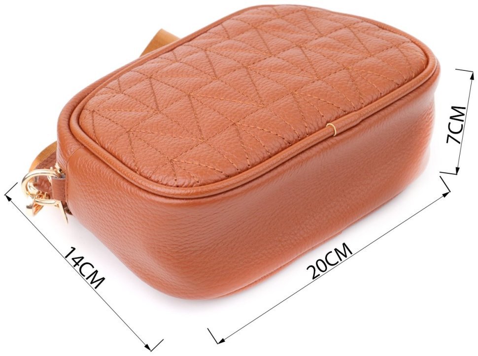 Женская стеганая сумка из натуральной кожи Vintage 103152 рыжая modnotak фото №3