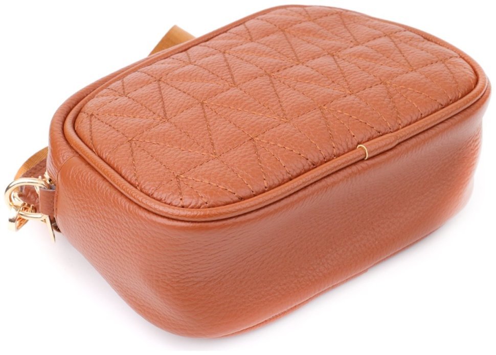 Женская стеганая сумка из натуральной кожи Vintage 103152 рыжая modnotak фото №5
