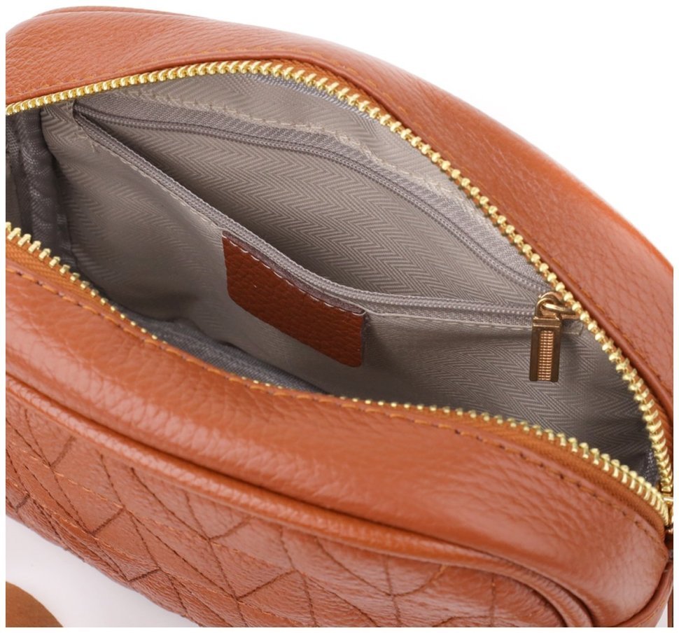 Женская стеганая сумка из натуральной кожи Vintage 103152 рыжая modnotak фото №7