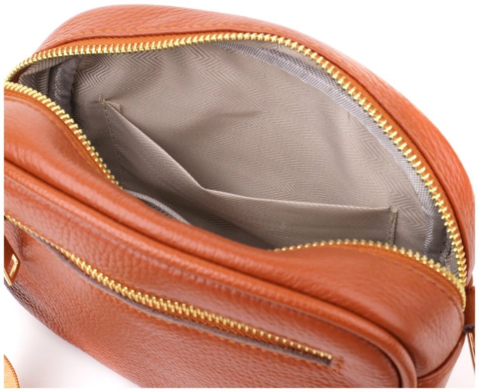 Женская стеганая сумка из натуральной кожи Vintage 103152 рыжая modnotak фото №8