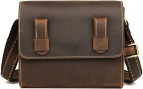 Чоловіча коричнева сумка - почтальонка з вінтажній шкіри VINTAGE STYLE (14980)