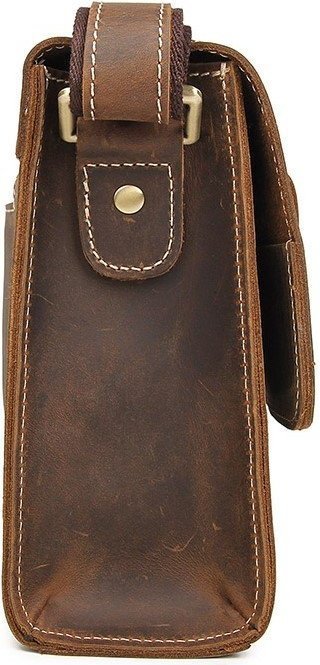Мужская коричневая сумка - почтальонка из винтажной кожи VINTAGE STYLE (14980)