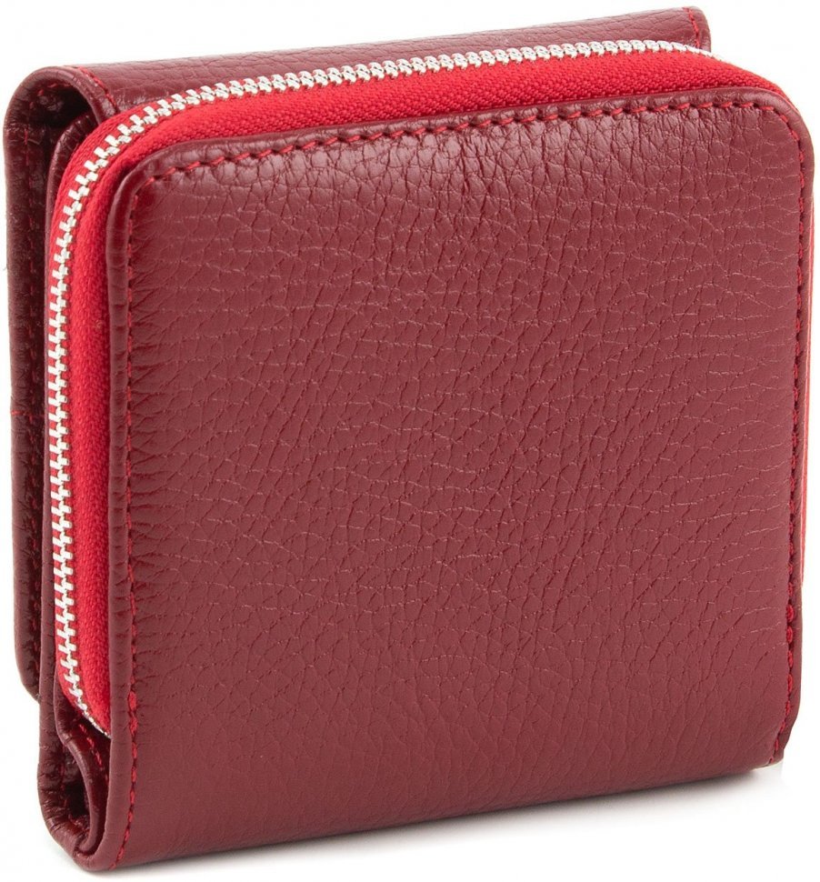 Невеликий гаманець червоного кольору з італійської шкіри Tony Bellucci (10589)