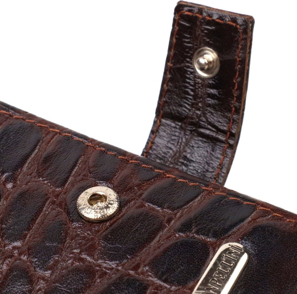 Темно-коричневе чоловіче портмоне з натуральної шкіри з тисненням під крокодила CANPELLINI (2421888)