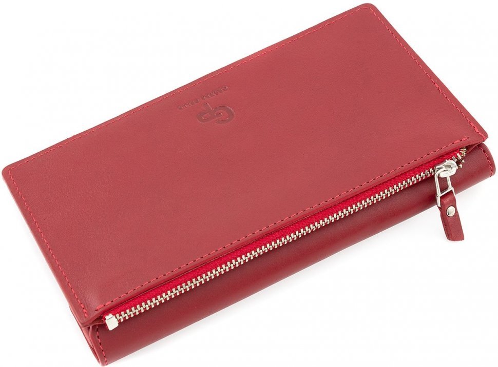 Гарний червоний гаманець ручної роботи з гладкої шкіри Grande Pelle (13302)