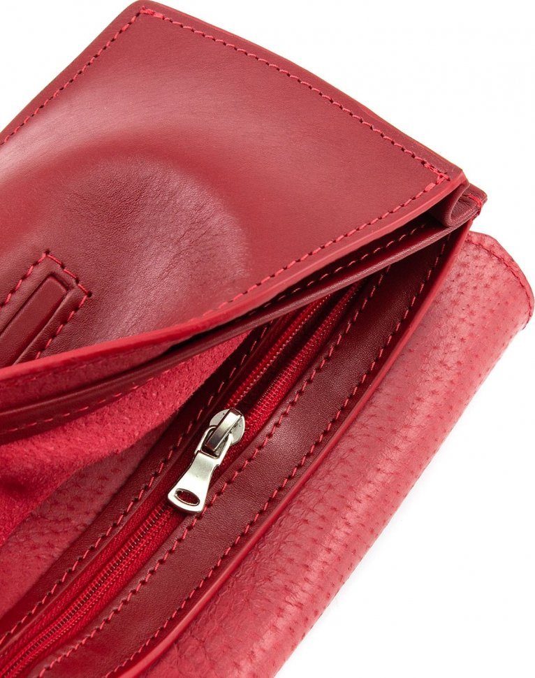 Гарний червоний гаманець ручної роботи з гладкої шкіри Grande Pelle (13302)