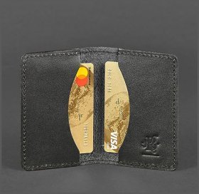 Шкіряний Картхолдер чорного кольору без фіксації BlankNote (12987)