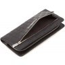 Большой кожаный женский кошелек черного цвета с стильным принтом KARYA (19896) - 5