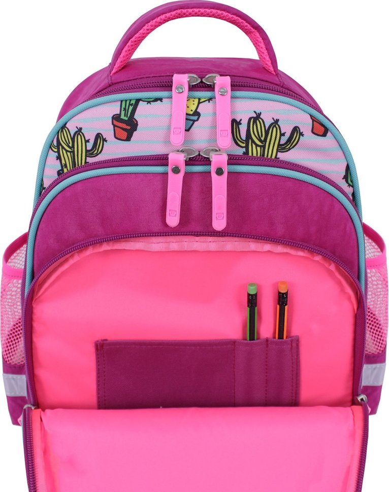 Малиновий рюкзак для школи з текстилю з ламою Bagland (53852)