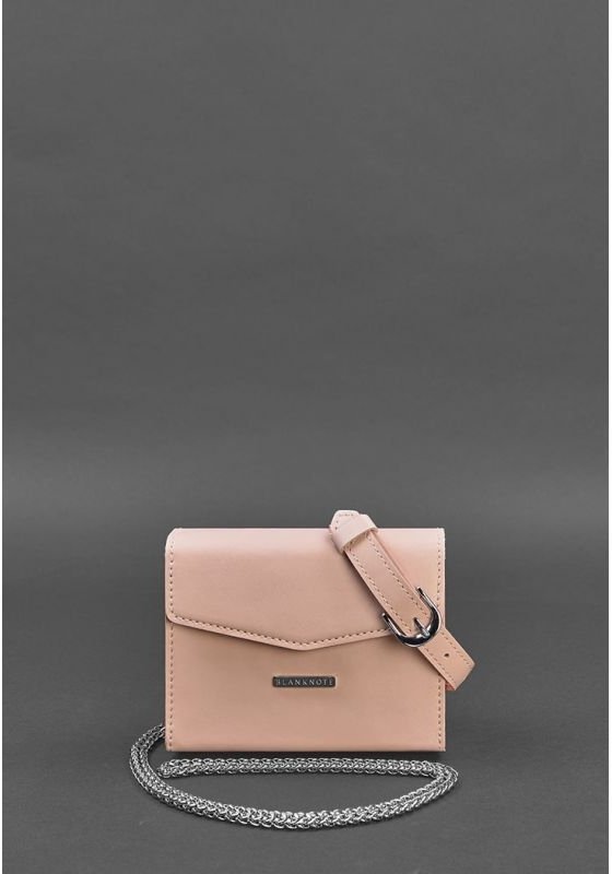 Небольшая розовая сумка из натуральной кожи с цепочкой на плечо BlankNote Mini (12817)