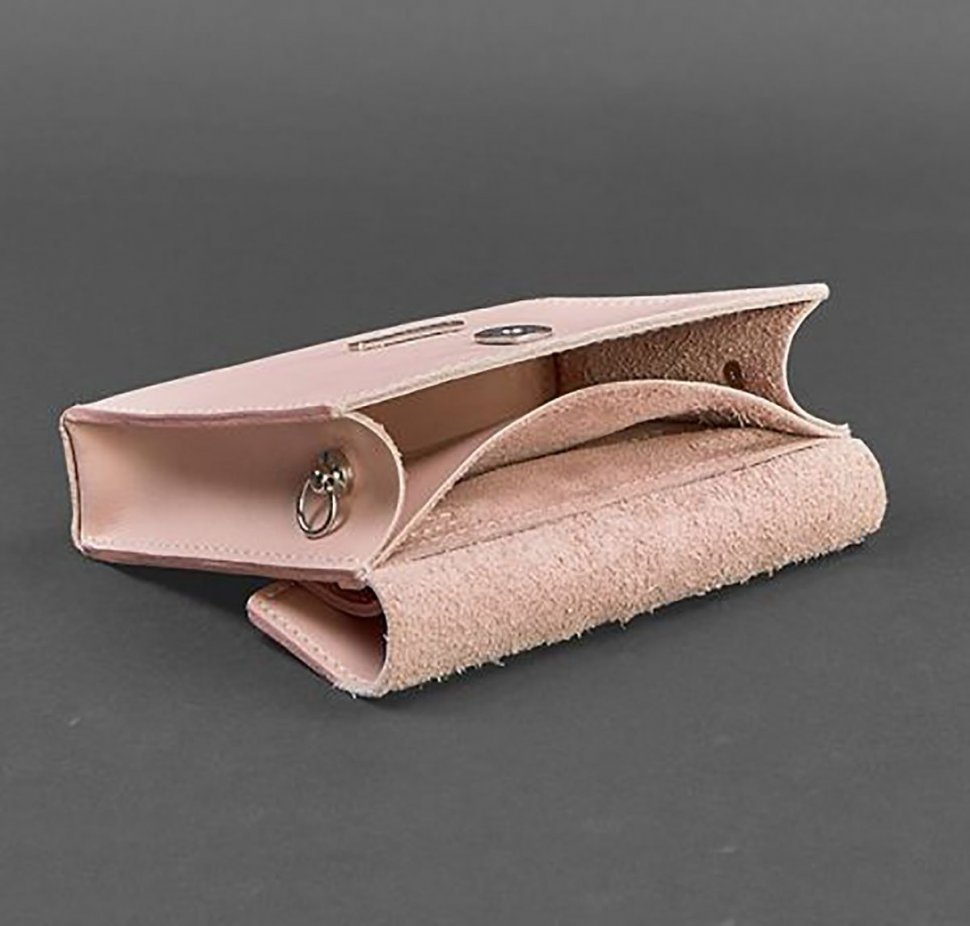 Небольшая розовая сумка из натуральной кожи с цепочкой на плечо BlankNote Mini (12817)