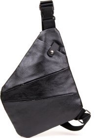 Чорна тонка чоловіча сумка-слінг із шкірзамінника Vintage (20565)