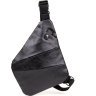 Черная тонкая мужская сумка-слинг из кожзаменителя Vintage (20565) - 1
