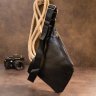 Черная тонкая мужская сумка-слинг из кожзаменителя Vintage (20565) - 7