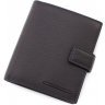 Кожаный мужской кошелек черного цвета на два отделения - Marco Coverna (18509) - 1