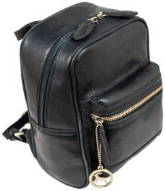 Рюкзак из гладкой кожи для женщин на 1 отделение Ashwood T87 черного цвета 94252